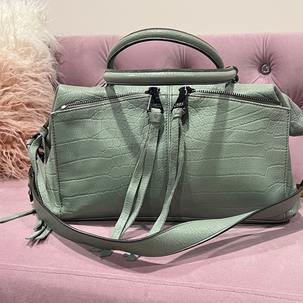 Aimee Kestenberg Elegant Green Crocodile-Embossed Women's Bag